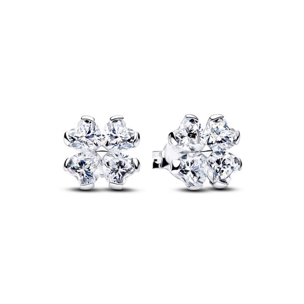 Sparkling Lucky Clover Stud Earrings 