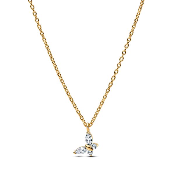 Butterfly Necklace Clear - Gold Plated
