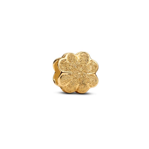 Textured clover mini charm - gold plated 