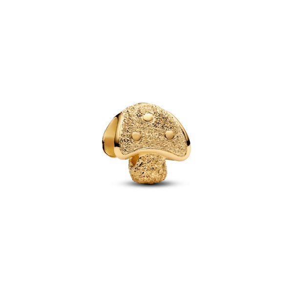 Textured mushroom mini charm - gold plated 