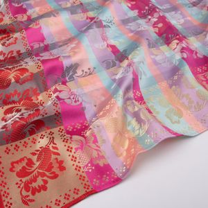 Hovedbilde Gabriella silkeskjerf - Turkis, rosa & r&oslash;d 