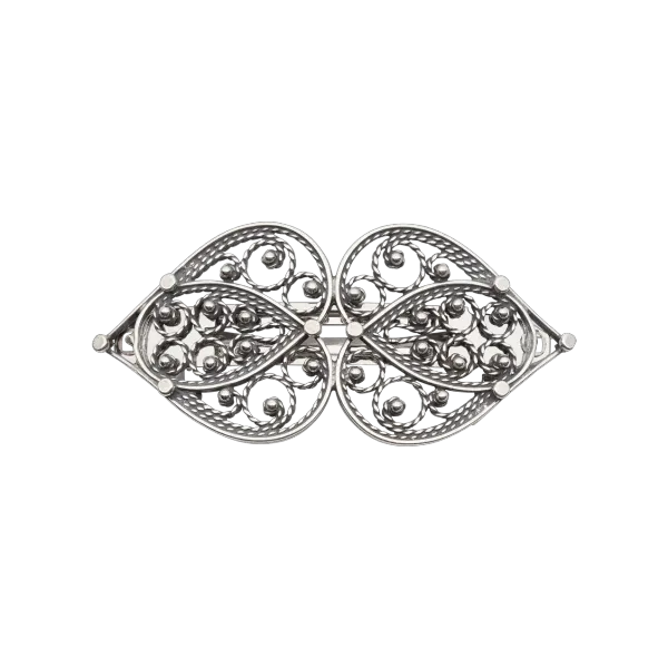  Hårspenne hjertefiligran, stor, oksidert