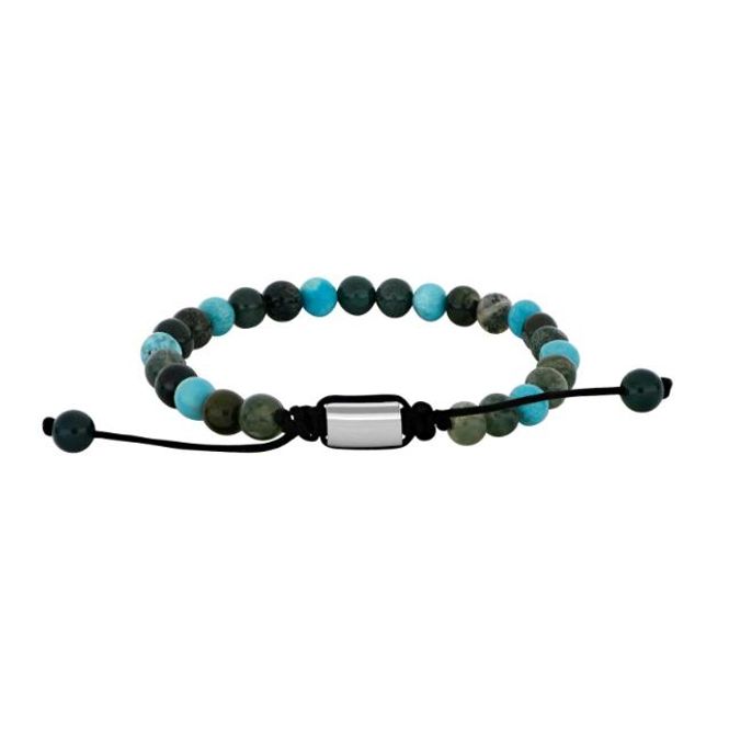 Hovedbilde SON armbånd mose agat/turkis og stål 6mm