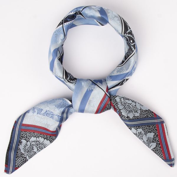 Eufemia silkeskjerf - Bl&aring; & r&oslash;d 