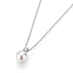 Hovedbilde Hvitt gull halssmykke med 8-8,5mm akoyaperle og ...