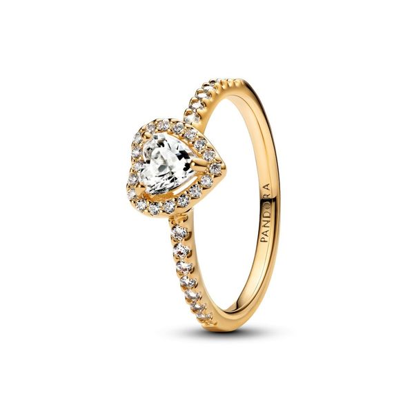 Sparkling elevated heart ring - Gold plated 
