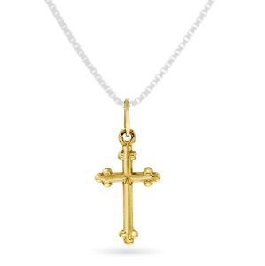 Hovedbilde Anheng, kors med m&oslash;nster, gult gull